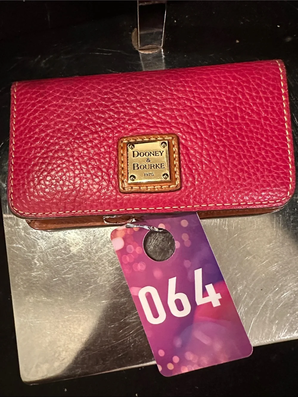 Dooney & Bourke #064  Red Pebbled  Small Flap Wallet